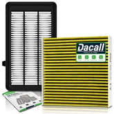 Dacall front packaging of engine and cabin filter set showing compatibility and branding benefits