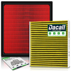 Dacall front packaging showing both filters and fitment list for quick identification