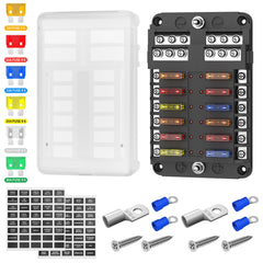 DaierTek front panel showing 12 fuse slots and cover for organized protection