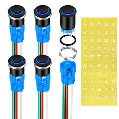 DAIERTEK front view blue LED switch showing clear status and durable finish