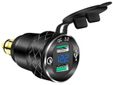 DAIERTEK adapter front view showing ports and voltmeter, enabling fast charging