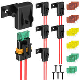 DAIERTEK inline fuse holder front view showing sealed cover and mounting hole benefit: easy secure installation