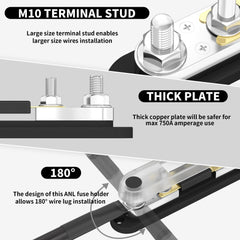 DAIERTEK M10 stud terminal detail demonstrating sturdy connections for heavy gauge cables