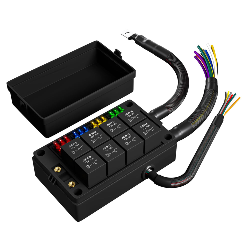 DaierTek front panel view showing organized fuse and relay layout for easy service
