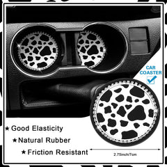 DaisyInner cow-print cup holder top view showing anti-slip PVC and cup protection benefit