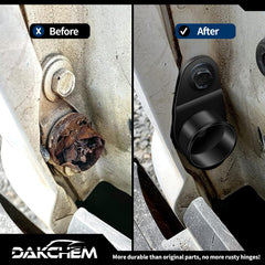 DAKCHEM hinges beside ruler showing dimensions for correct fit verification
