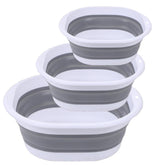 DALAN front view showing three grey basins and space-saving design benefit