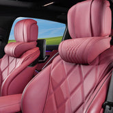 Dapucarin front view showing red pillow pair and neat finish, enhancing car decor