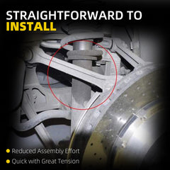 Dasbecan struts installed on vehicle front end restoring alignment and handling benefit