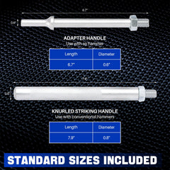 DASBET air-hammer adapter connection demonstrating quick attachment and extended reach