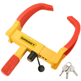 DASBET front view of wheel lock showing bright visible deterrent and robust build