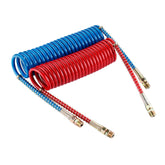 Dazakoot coiled hose front view showing full 15FT coil and leads for clear fitment