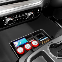 DAZANZAN front view installed in Silverado console shows tidy organization benefit
