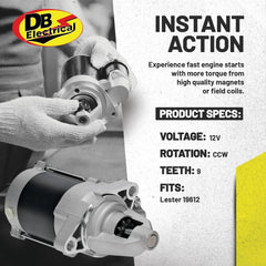 DB Electrical starter pinion close-up showing 9 teeth for correct mesh with flywheel