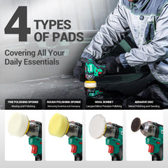 DCA backing plates and assortment of foam and wool pads for versatile detailing benefits