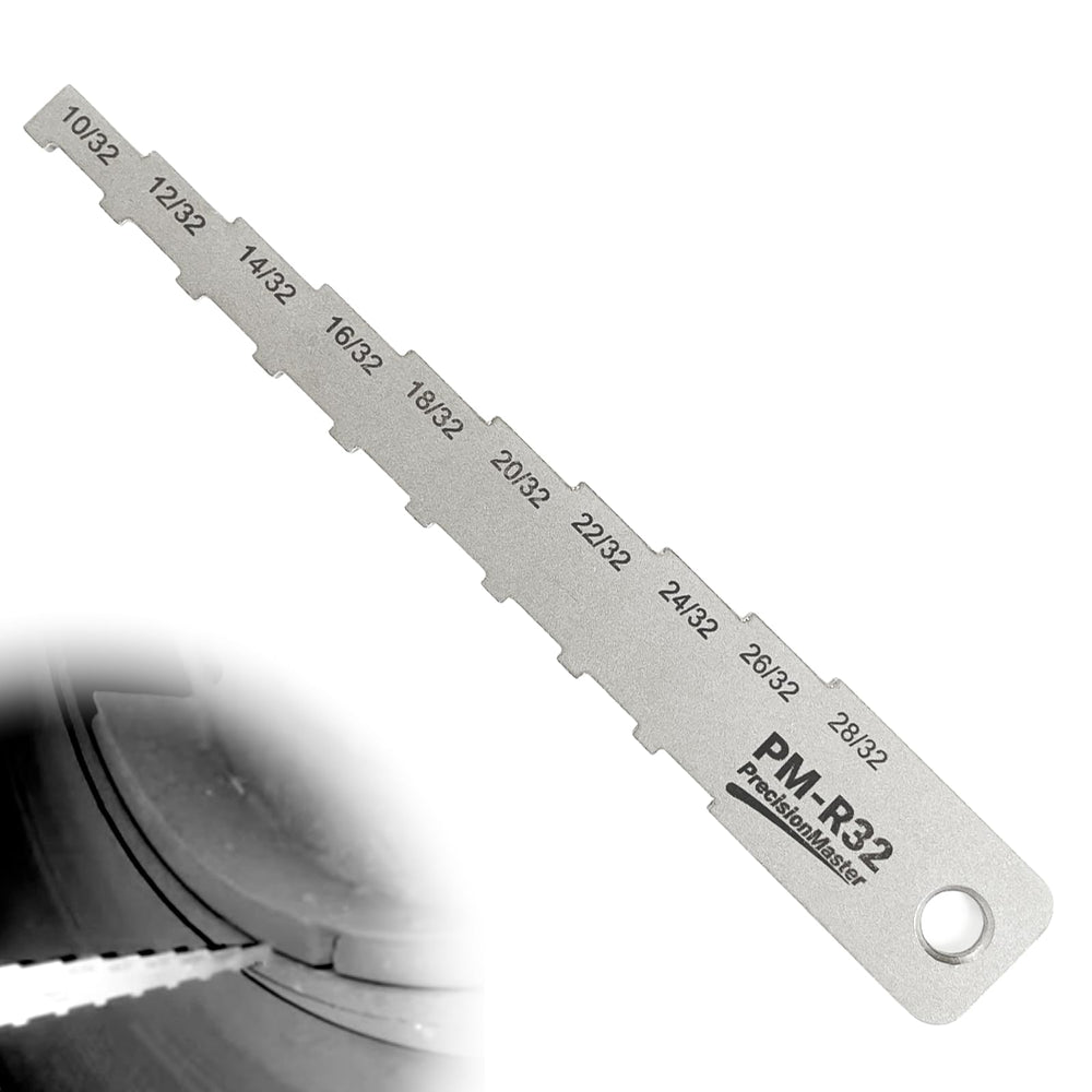 DCOMA front view of gauge showing full 32nds scale and compact design for quick checks