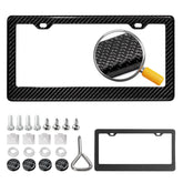 DCRCFIBER front view of carbon fiber license plate frame showing clean finish and fit