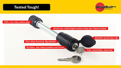 DeadBolt reversible key with weatherproof cap showing reliable operation