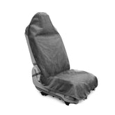 DECKALY front view showing full grey towel seat cover protecting seat