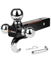 DEEAGLE front view of tri-ball hitch showing all three balls and compact design benefit