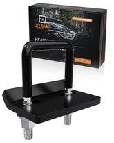 DEEAGLE hitch tightener front view showing compact anti-rattle design and secure fit