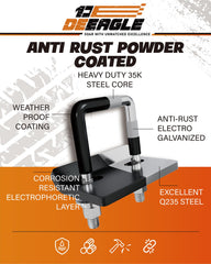DEEAGLE rubber-coated U-bolt detail protecting hitch finish and absorbing shocks