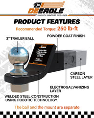 DEEAGLE profile showing 2" drop and 0.75" rise, helps level trailer benefit