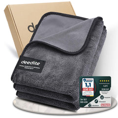 Deedlite front packaging showing towel benefits and eco reuse
