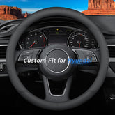 Deer Route steering wheel cover front view showing fit and finish and improved grip