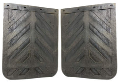 DENCO DISTRIBUTING front view of pair of mud flaps showing full size and benefit