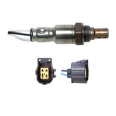 Denso oxygen sensor front view showing connector and threaded housing, improves fit reliability