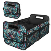 Deosk front view of trunk organizer showing structure and leaves pattern, easy storage
