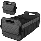 Deosk front view of trunk organizer showing shape and capacity for tidy storage