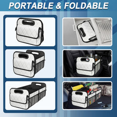 Deosk installed in car trunk demonstrating organized space-saving benefit