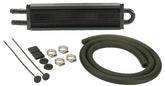Derale 13200 front profile showing black cooler and mounting bracket for reliable cooling