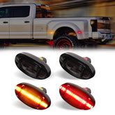 DERMOKA front view of dually side marker showing clean smoked style and improved curb appeal