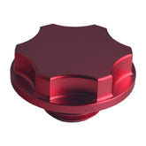 DEWHEL red billet oil fill cap front view showing polished finish and OEM fit benefit
