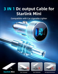 DFPEB Starlink Mini cable extended 10ft with visible reach advantage in vehicle