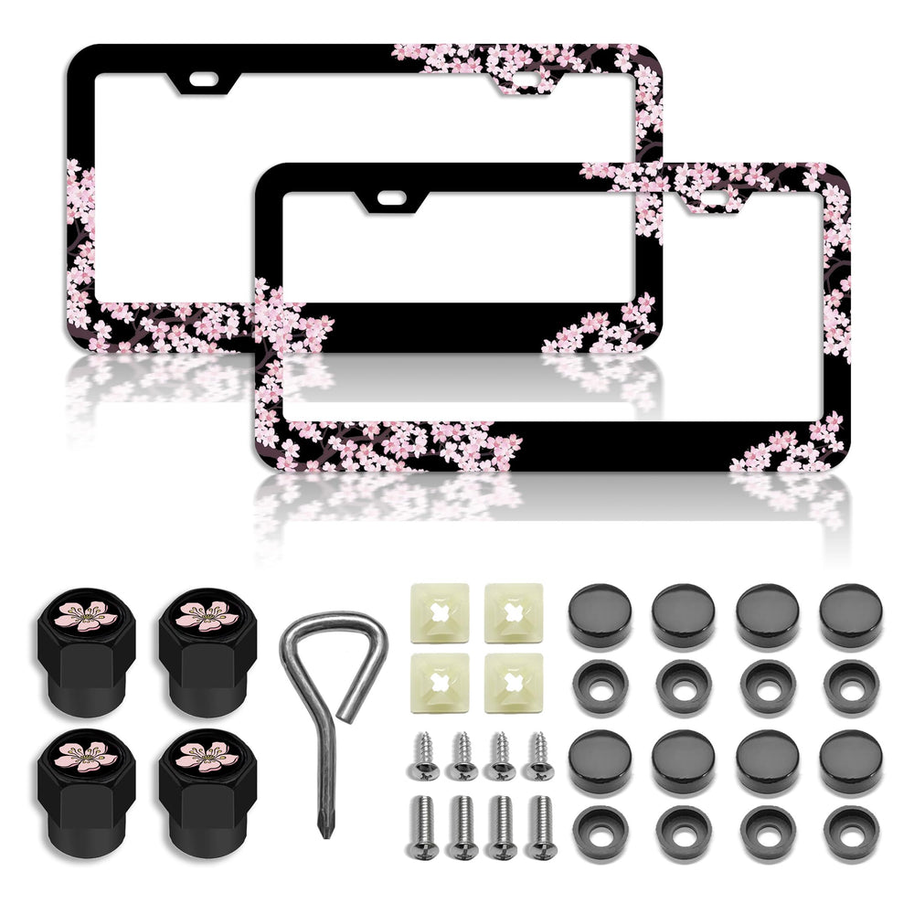 DGDRHZ front view of pink cherry blossoms frame showing full decorative border and fit