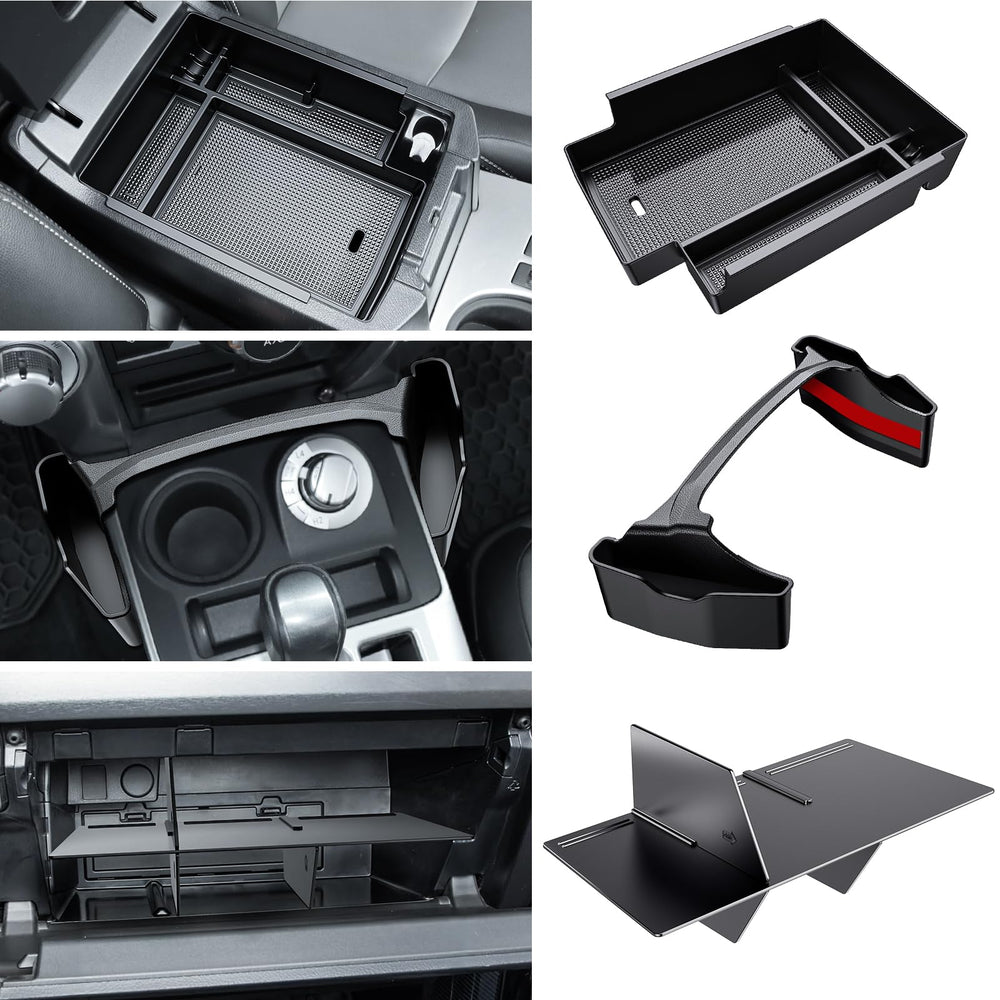 DIAMOOKY front view of assembled center console organizer showing neat storage and fit