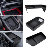 DIAMOOKY front view of console organizer showing neat compartment layout and quick access