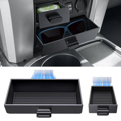 DIAMOOKY front view of console organizer showing clean fit and extra storage
