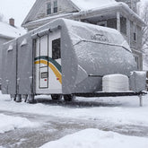 DikaSun front view showing full cover protecting trailer and windshield
