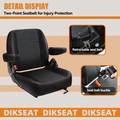 DIKSEAT side profile with armrest showing ergonomic support for operator