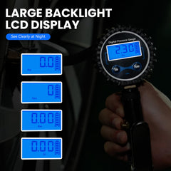 DIKTALK inflator attached to car tire demonstrating one-handed inflation convenience