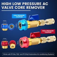 DikTalk tool engaged on AC port demonstrating leak-minimizing removal