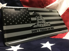 DillenCo plate hung in garage lifestyle scene adding decorative American pride to space