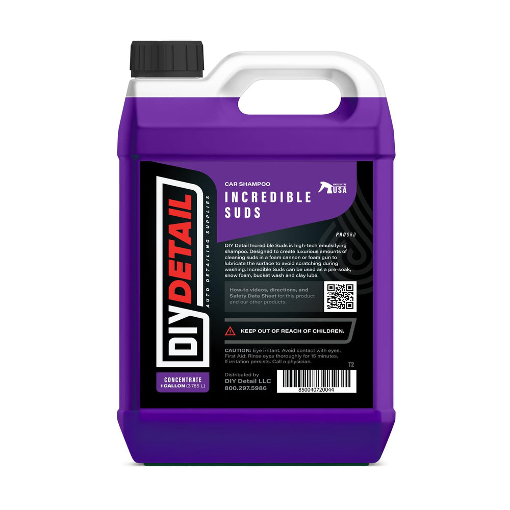 DIY Detail front label on 128oz Incredible Suds T2 bottle showing product name and benefits