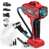 DIYtoolifz front view showing compact cordless inflator and handle, ready for quick inflation