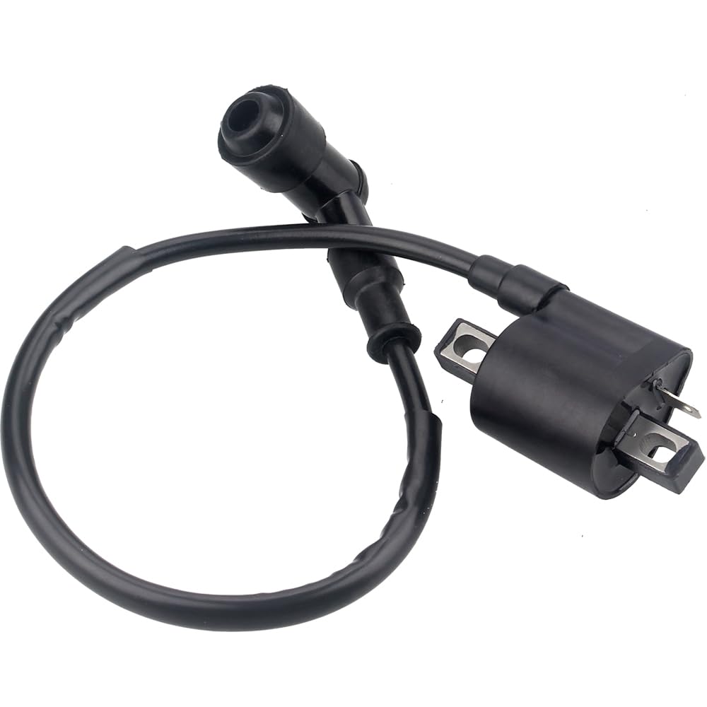 DKIIGAME ignition coil front view showing mounting points and compact design benefit